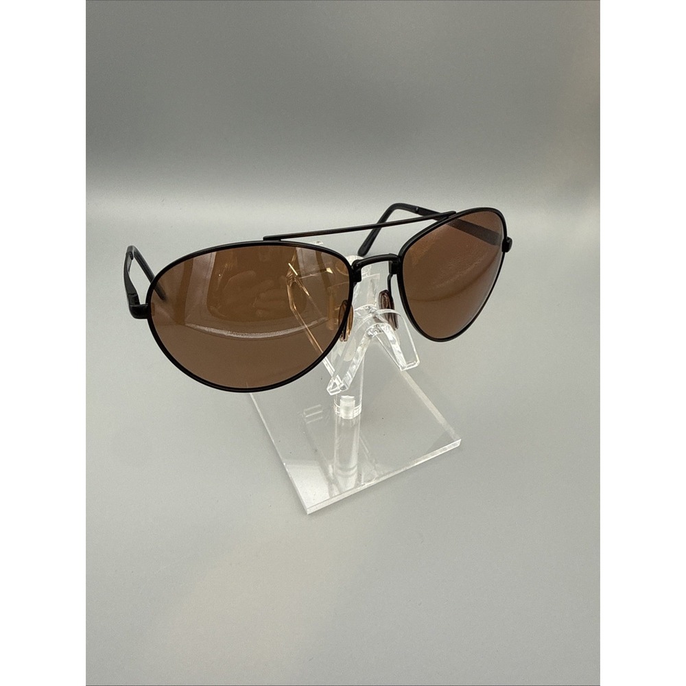HD Vision Authentic Aviators High Definition Sunglasses Black Metal w/brown lens